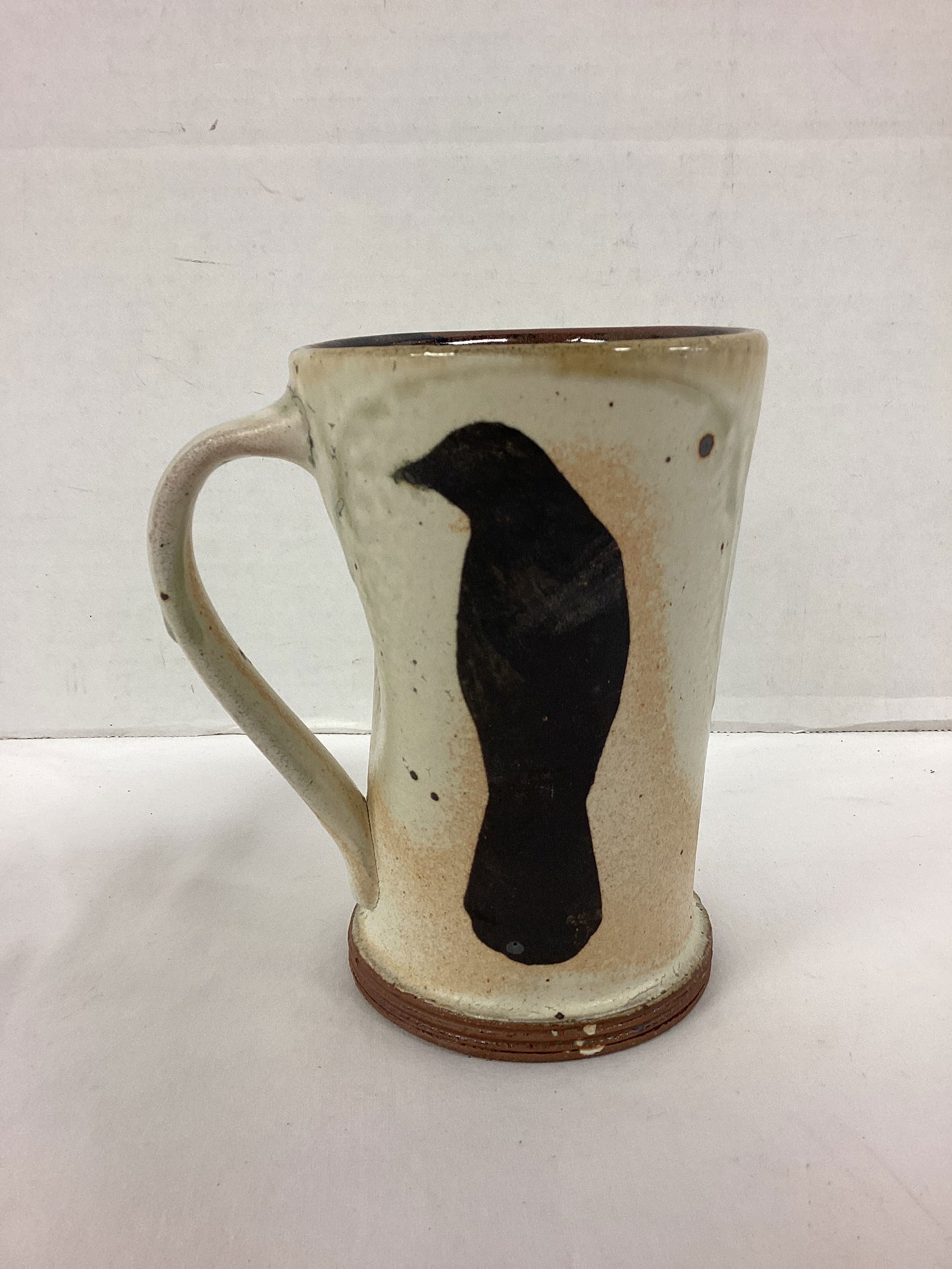 Hand Made Pottery Bird Mug: 5" h