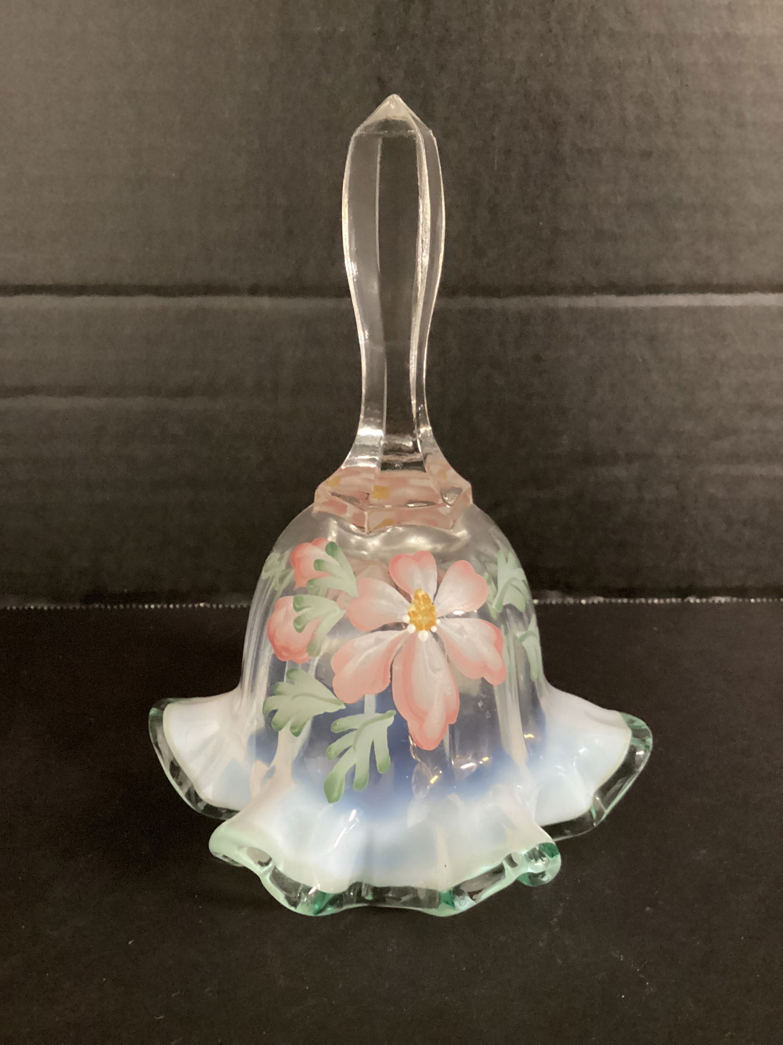 Fenton Hand Painted Crested Ruffled Edge Bell (1 of 7)