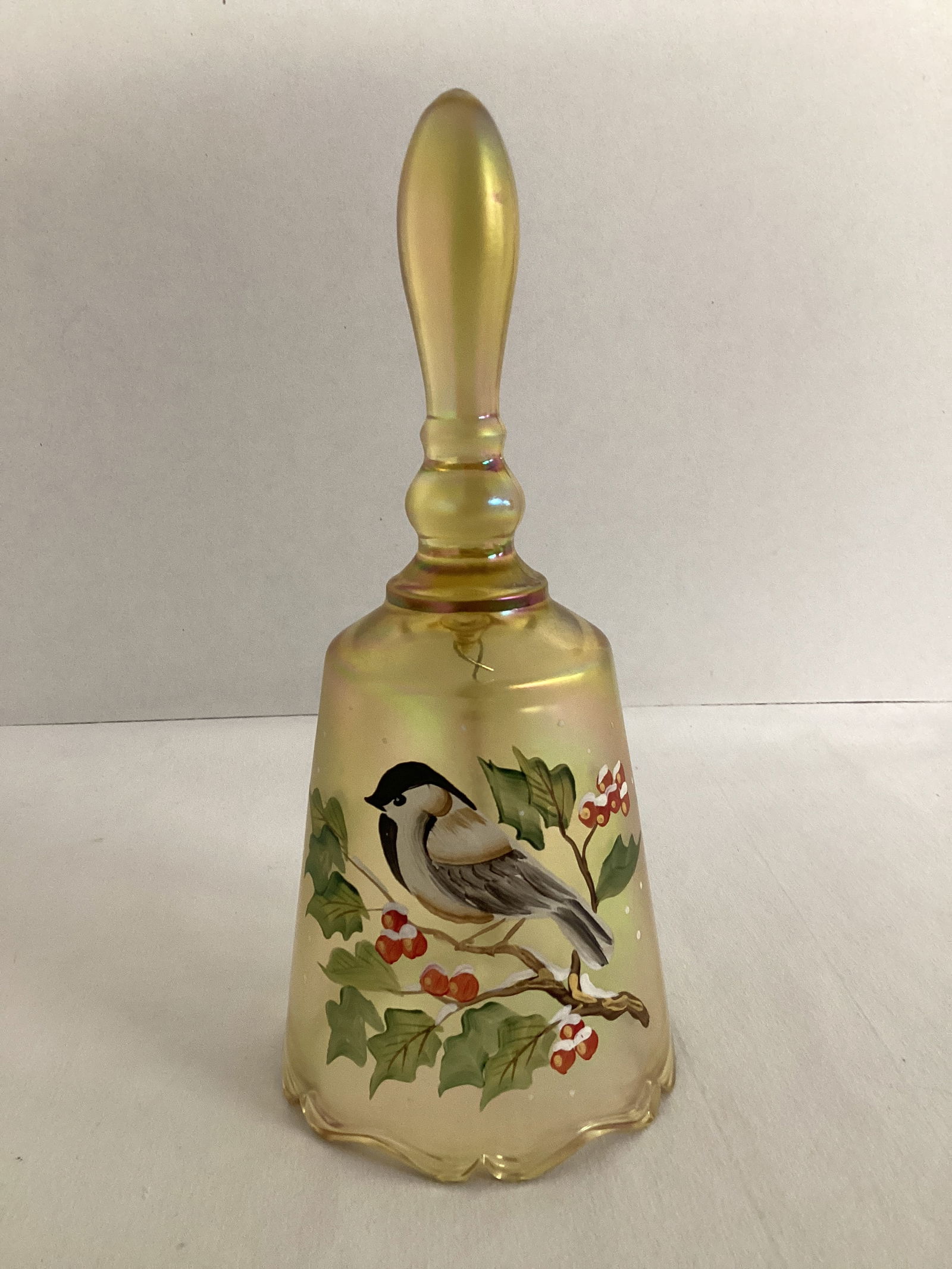 Limited Edition Chickadee Hand Painted Fenton Bell (1 of 5)