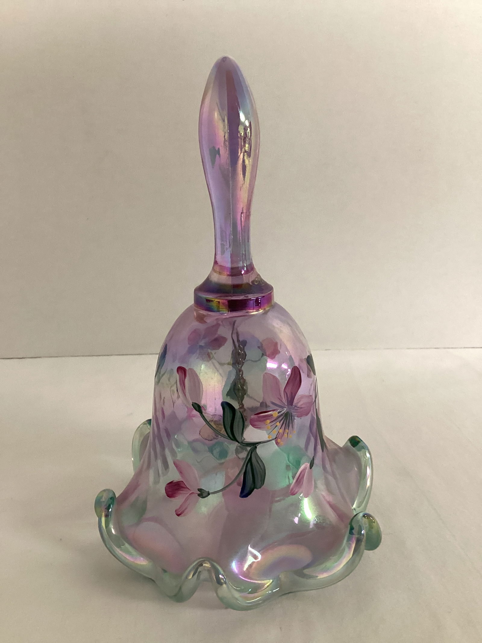 Fenton Crested Bell with Hand Painted Flowers (1 of 8)