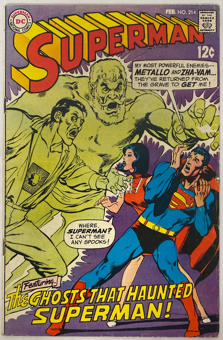 Superman 214 DC Comic Book: 1969, Please preview and see all photos for condition