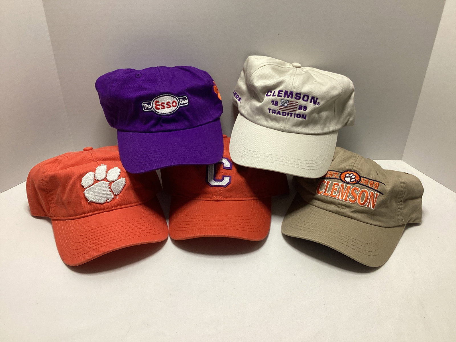 Five Clemson Tigers Hats: .