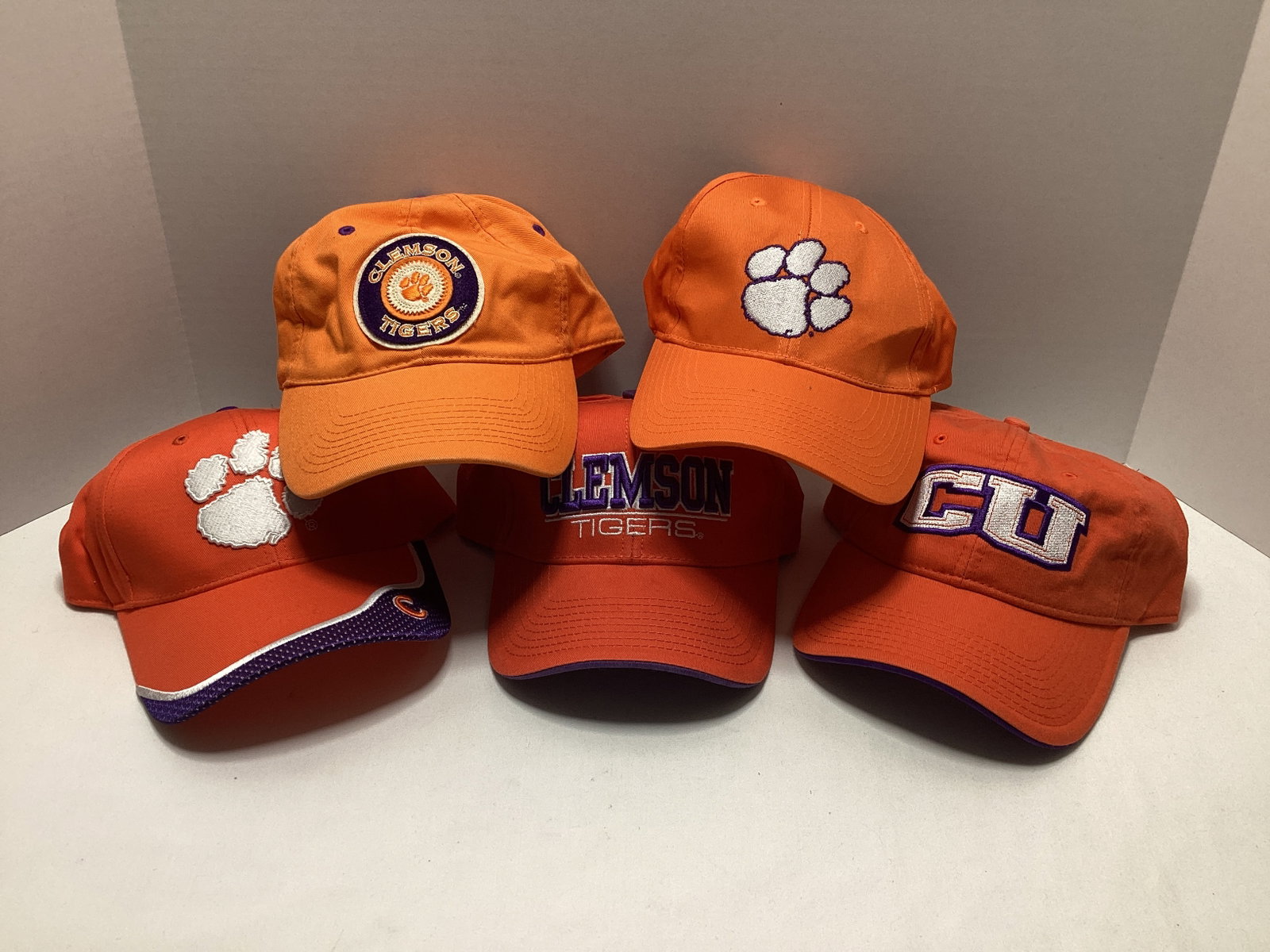 Five Clemson Tigers Hats: .
