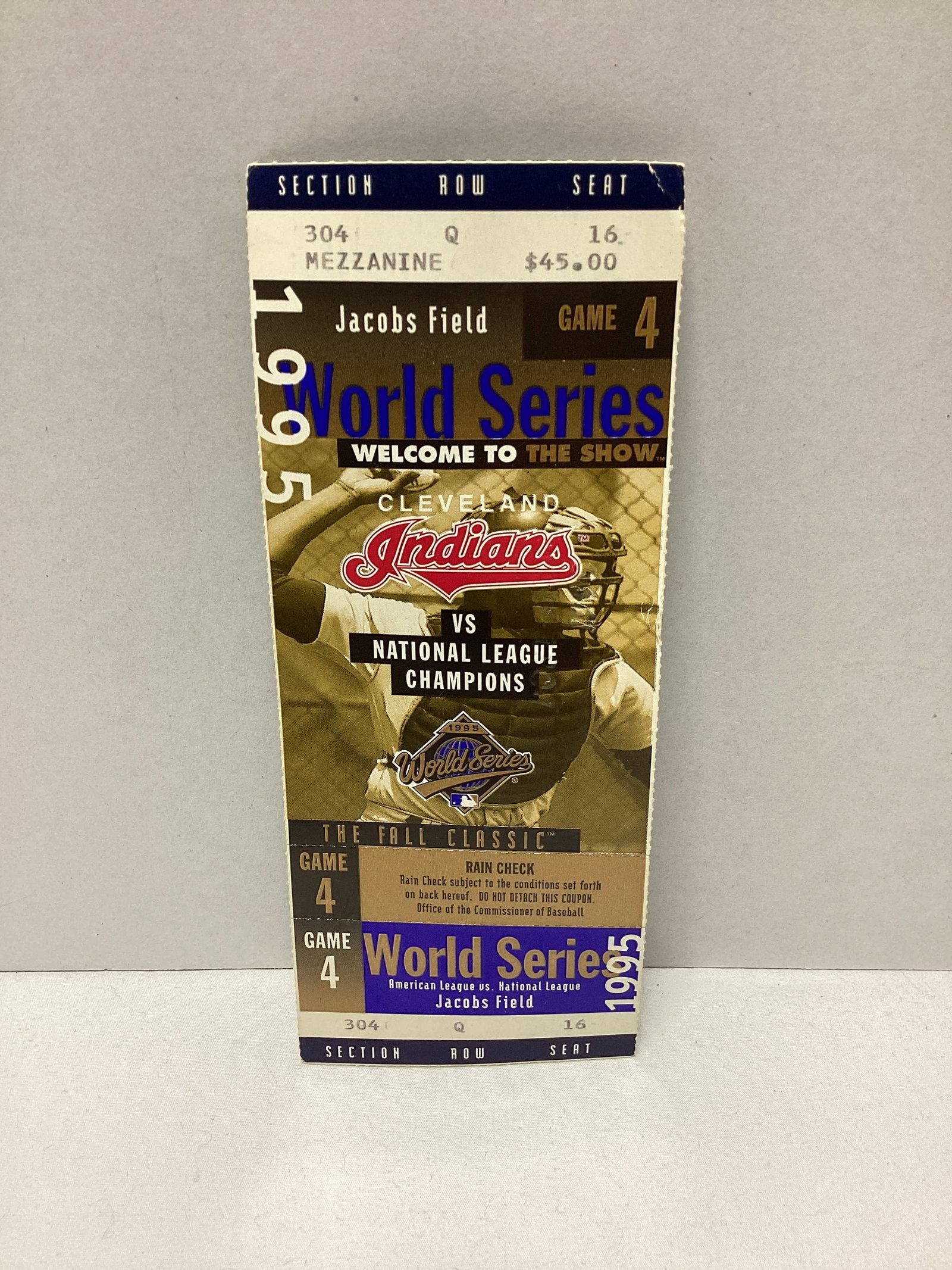 1995 World Series Game 4 Cleveland Indians Atlanta Braves Ticket: .