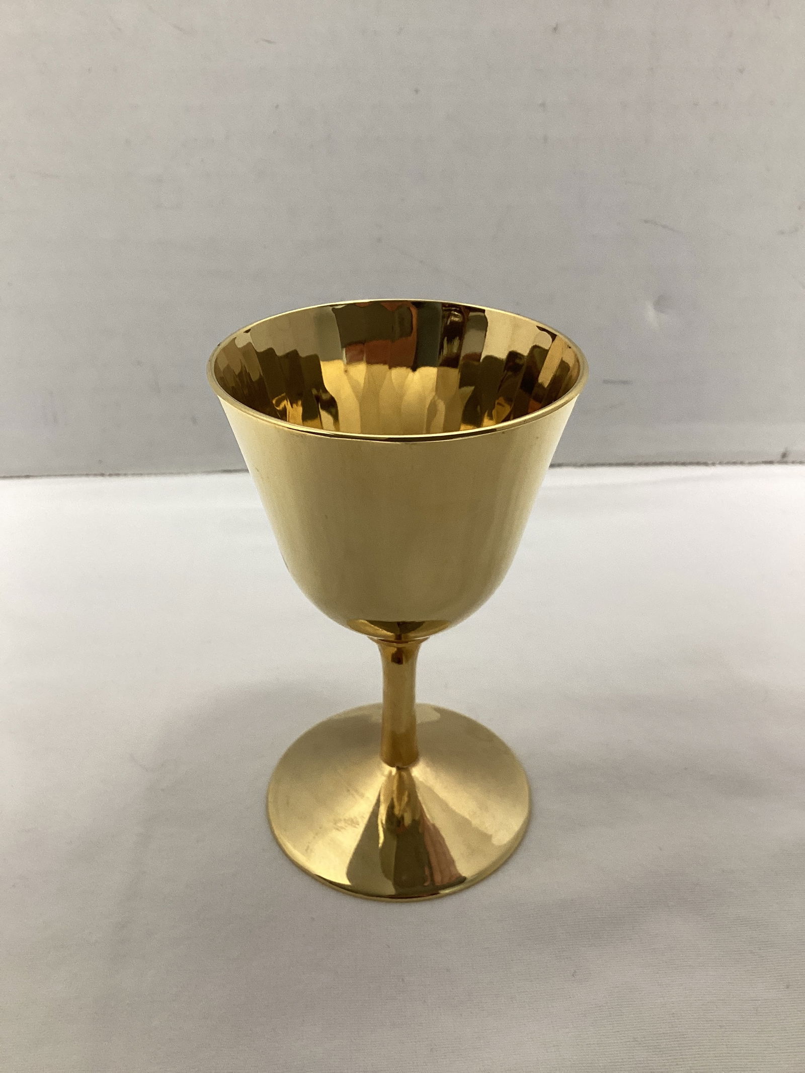 Metal Hallmarked Stemmed Cordial with Faceted Interior: 3 3/8" h