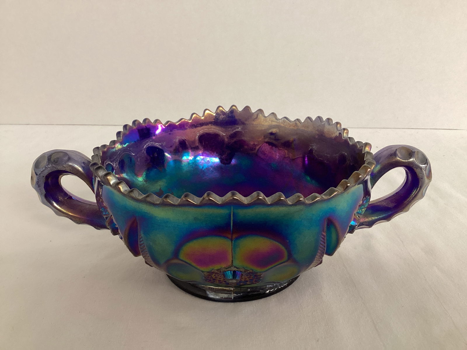 Fenton Cobalt Blue Carnival Glass Doltec Bonbon Dish (1 of 9)