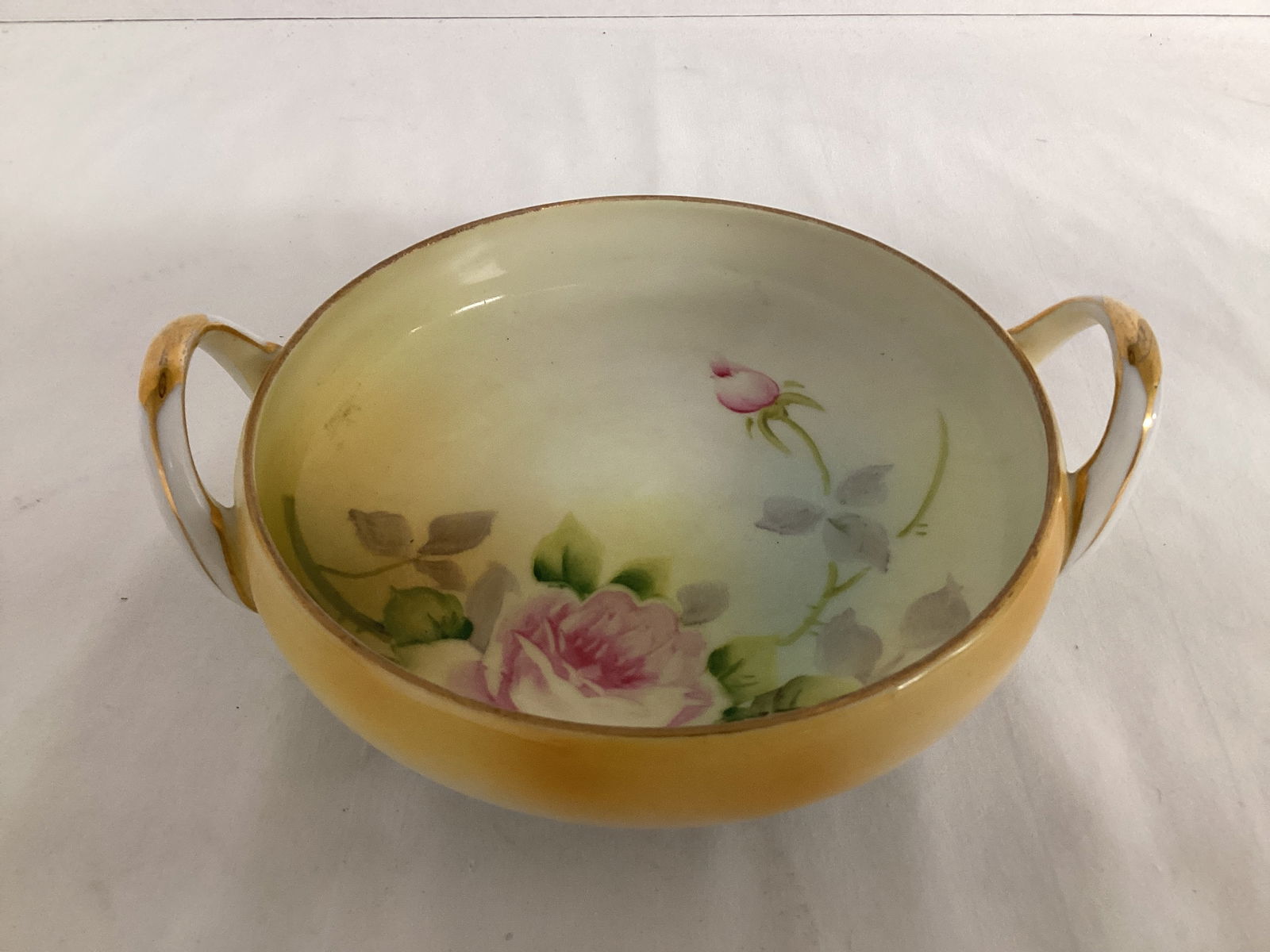 Noritake Hand Painted Floral Handled Bowl: 7" diameter with handles