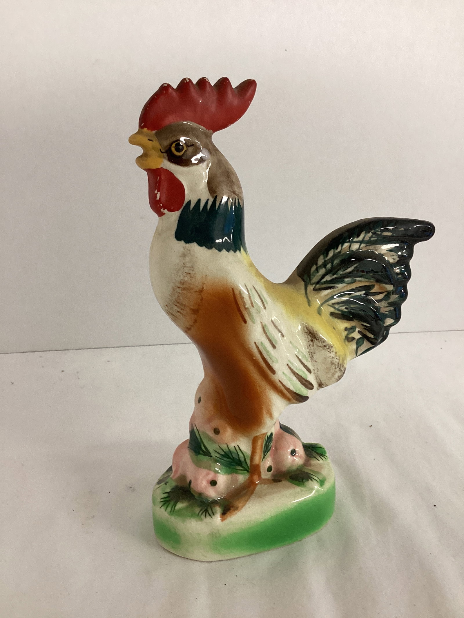 Vintage Rooster Figure: crazing, 7 1/2" h