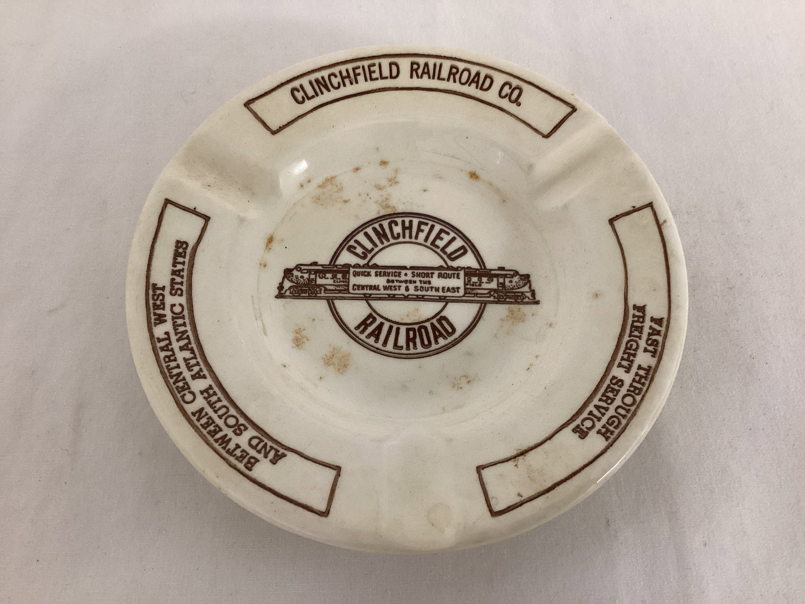 Clinchfield Railroad Ashtray: 5 1/4" diameter