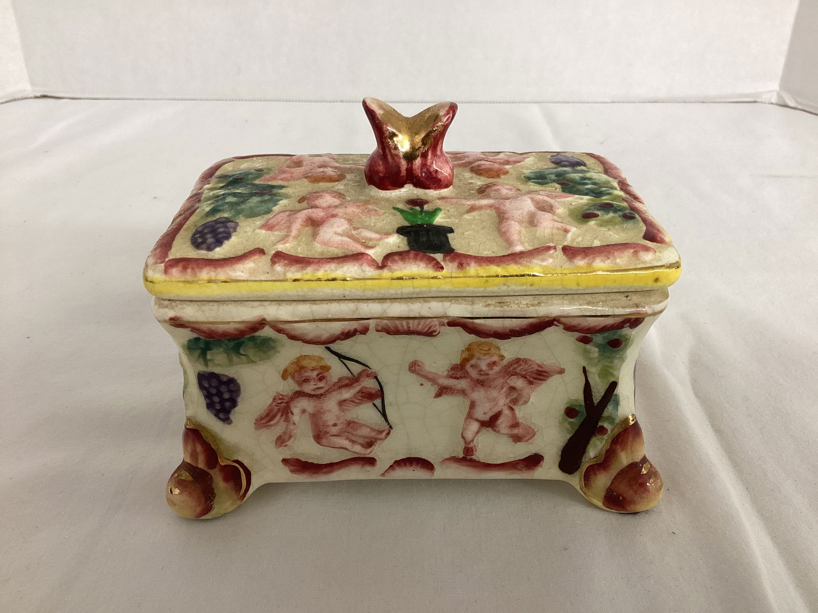 Antique Trinket Box with Cherubs (1 of 7)