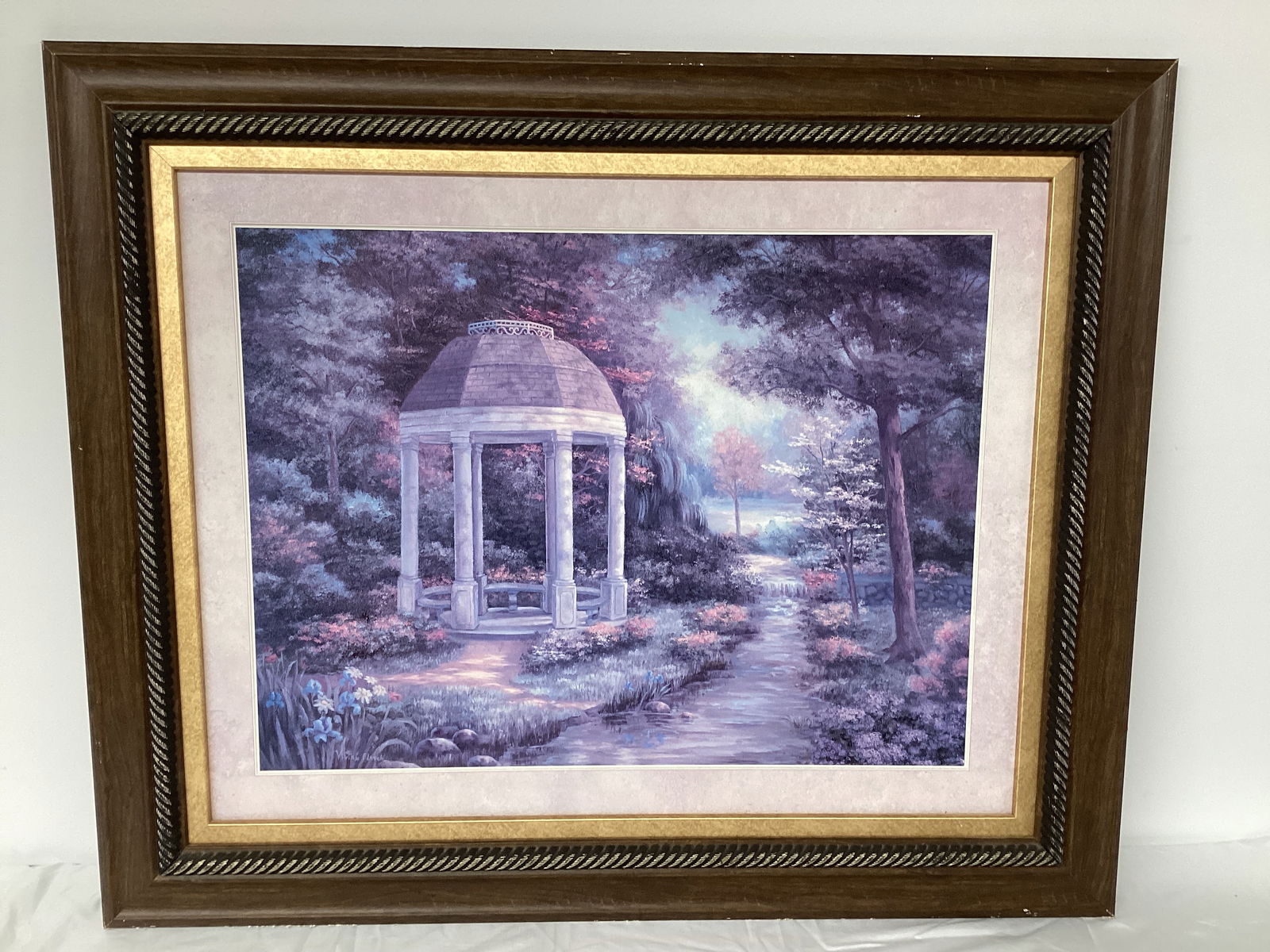 Vivian Flasch Gazebo Print on Board: framed 35" w x 29" h, shipping not available on this lot
