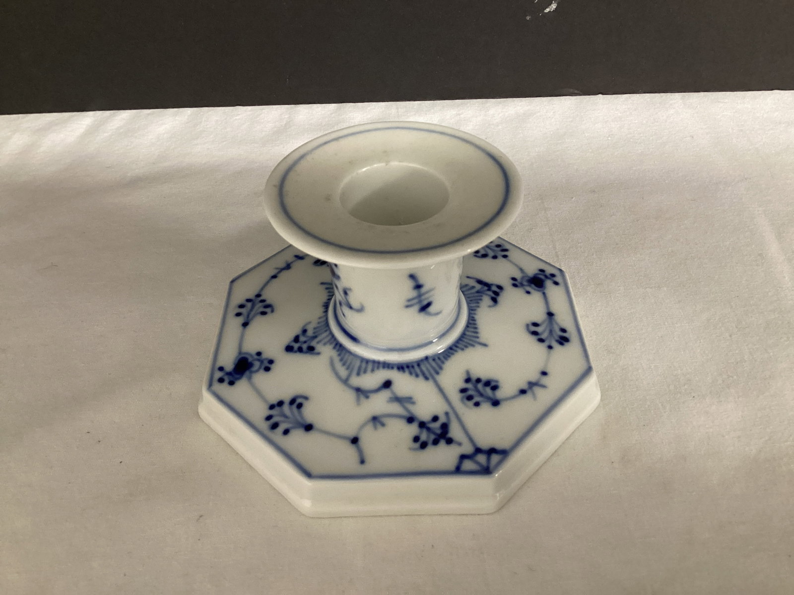 Royal Copenhagen Denmark Blue and White Candlestick: 3 7/8" w x 2" h