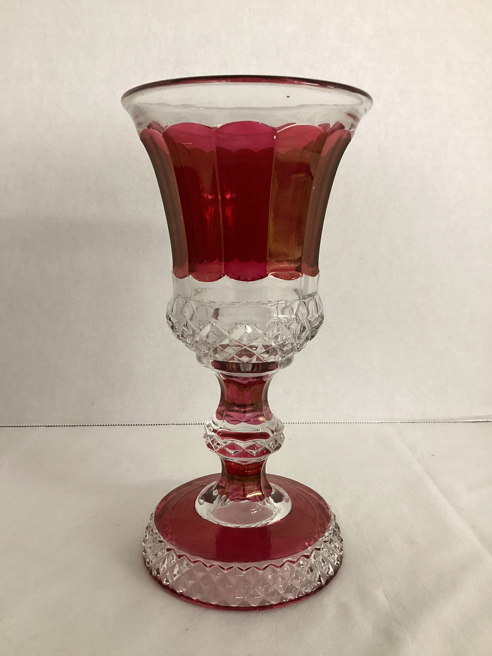 Ruby Flash Pedestal Vase: 4 3/4" diameter x 9 1/2" h