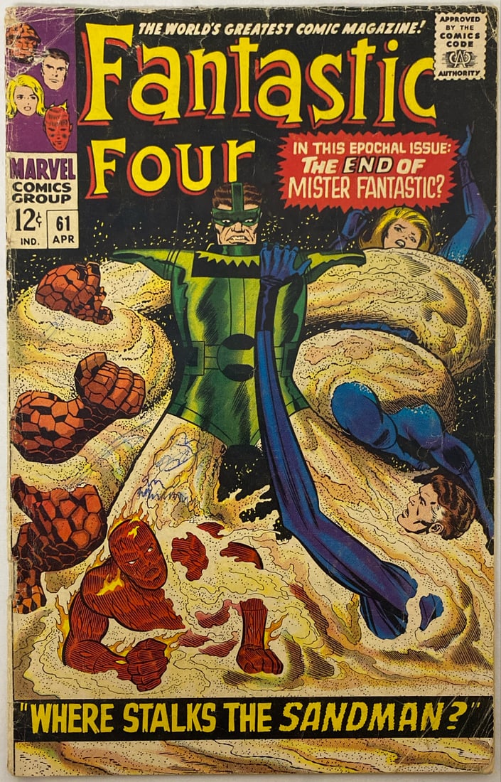 Fantastic Four 61 Marvel Comic Book: 1967, cover detached at top staple, Please preview and see all photos for condition
