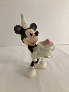 Lenox Disney Mickey Mouse "Happy Birthday to You" Figurine: has Topaz birthstone on cake, 5" h