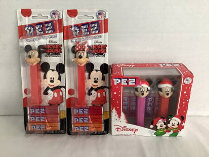 Mickey and Minnie Mouse Sealed PEZ Dispensers with Candy: candy may be expired