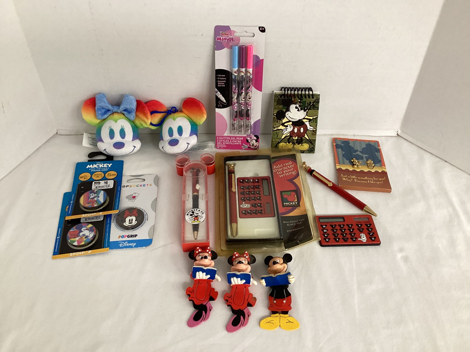Disney Mickey and Minnie Mouse Bookmarks, Calculators, Pens, Notepad, Pop Sockets, Backpack Clips (1 of 7)