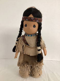 Precious Moments Morning Star Native American Indian Doll with Papoose: 15" h, with stand