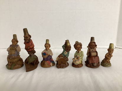 Tom Clark Thimble Sculptures - Pearl, Stitch, Mother of Pearl, Darn, Bea, Thimblena, and Threadbare: All have COAs, 3" to 5 1/2" h