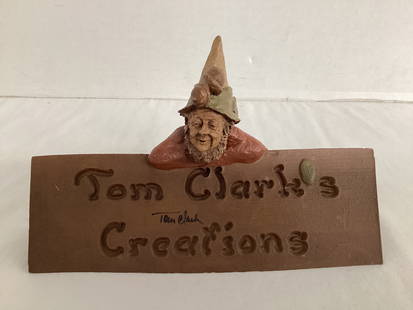 Signed Tom Clark Creations Sculpture Sign with COA: 8" w x 5" h