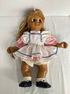1990 Signed "Paula" in Pink Dress The Naber Kids Doll: signed by H.P. Naber, Naber Gestalt Corp., 19" h, dusty from display, some stains