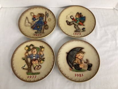 Four Goebel Hummel Annual Collector Plates - 1972, 1973, 1977, 1981: 7 1/2" diameter