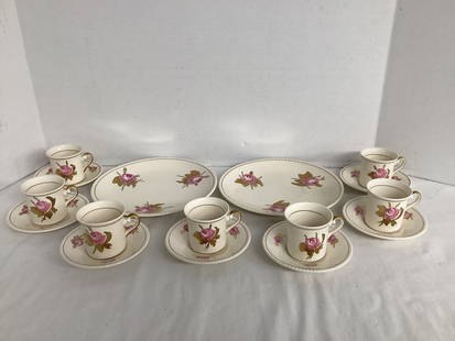 Vintage Ambassador Ware Fondeville England Plates, Demitasse Cups, and Saucers: 8 1/4" plates