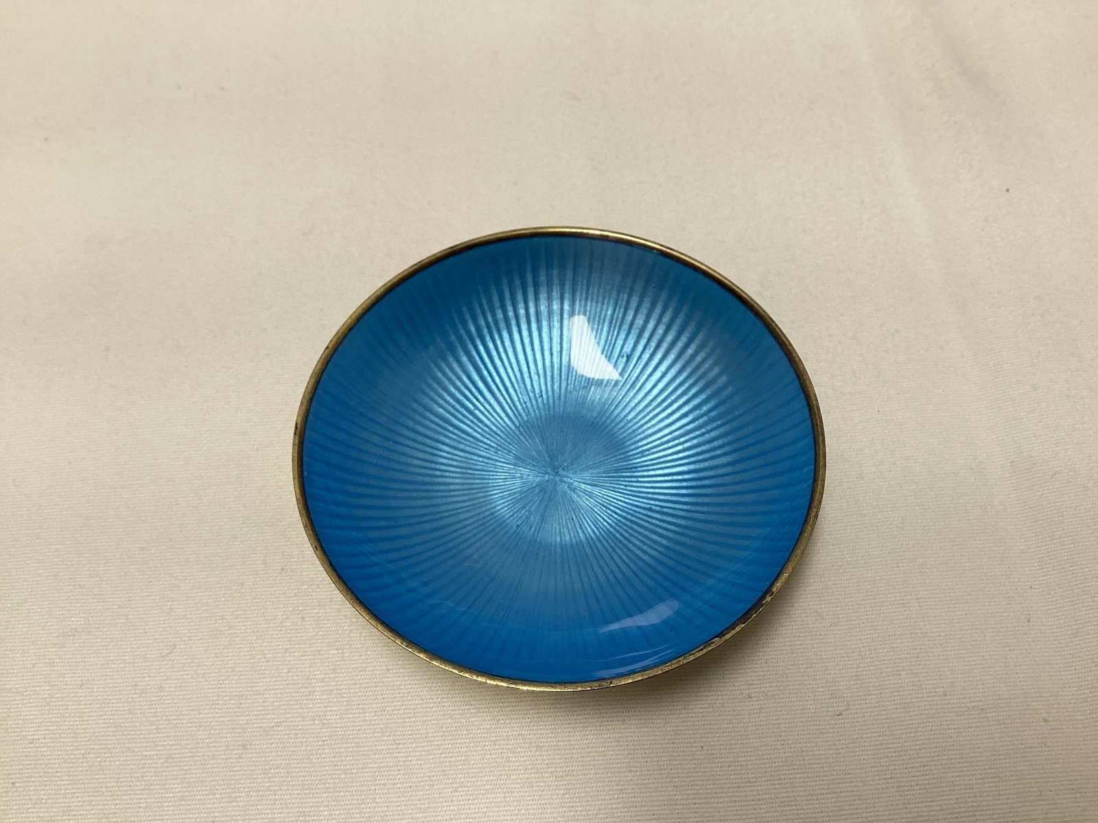 Small Enameled Sterling Bowl from Norway: 2 1/4" diameter x 1/2" deep, 0.694 troy ounces