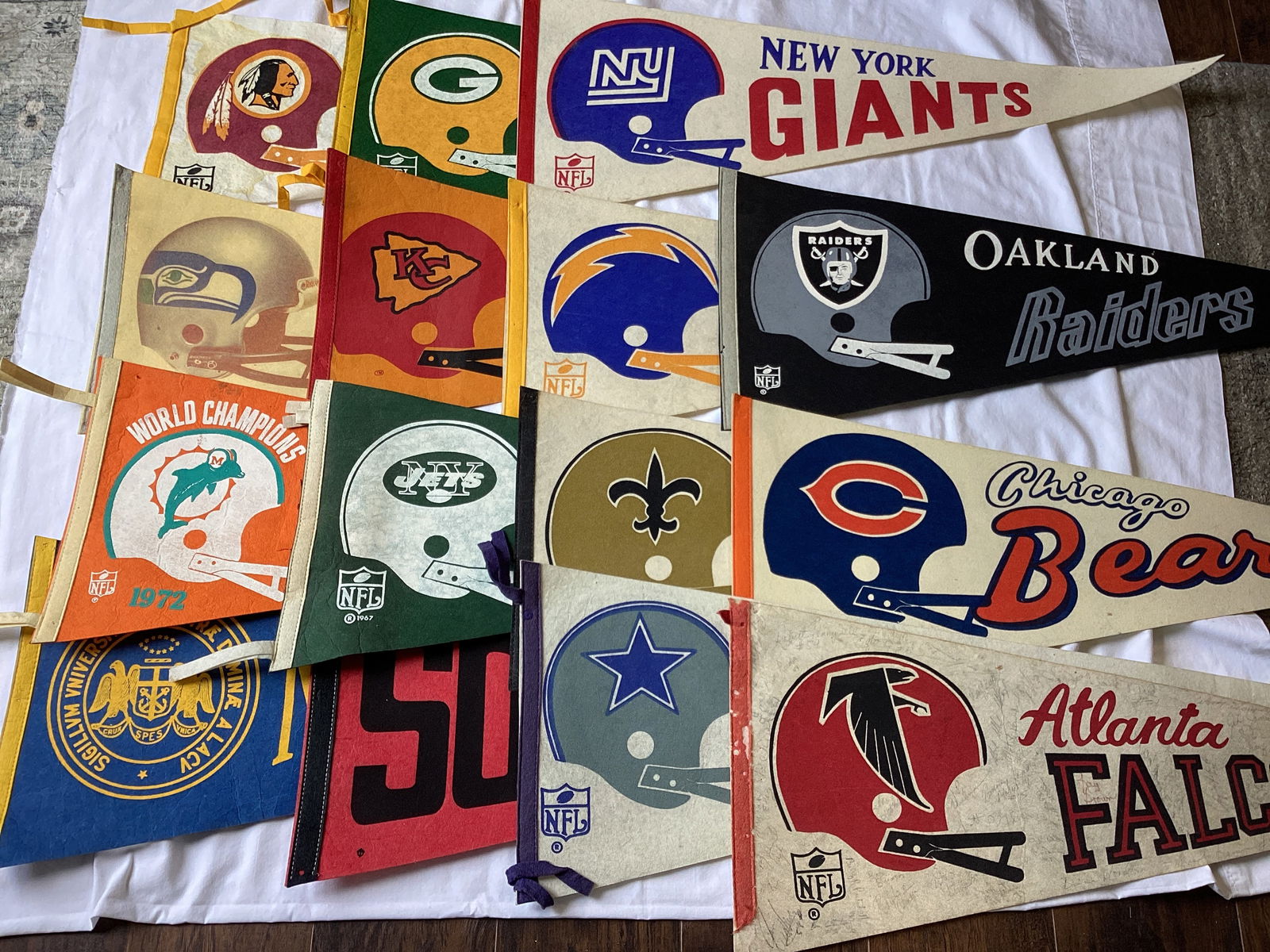 Vintage Full Size Football Pennants (1 of 10)