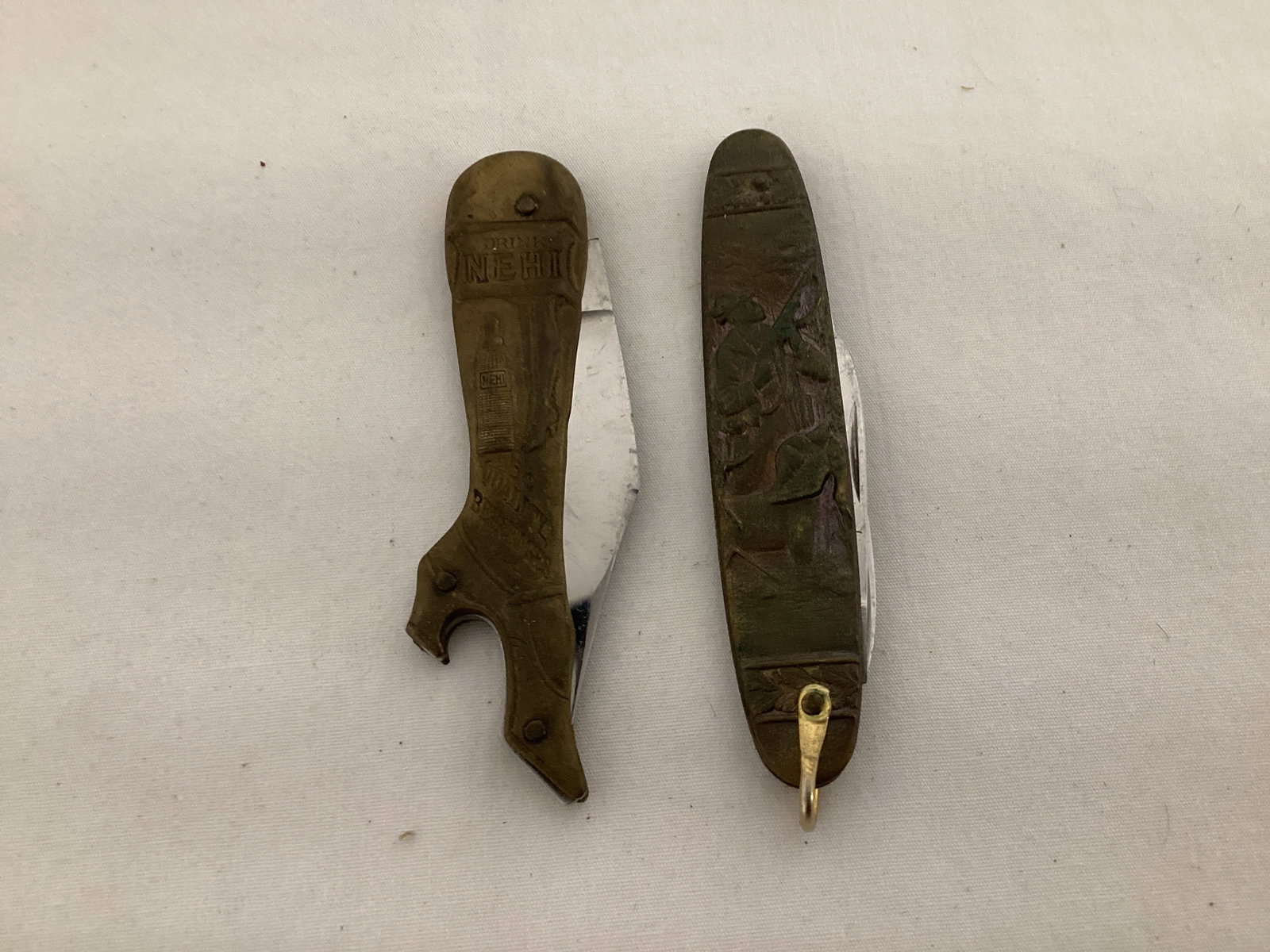 Nehi Boot and Arnex Hunter Pocket Knives: 5 1/2" and 7" L open