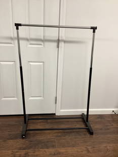 Adjustable Clothes Rack: 33 1/2" - 48" L x 16 1/4" x 33" h (shortest), shipping unavailable for this lot