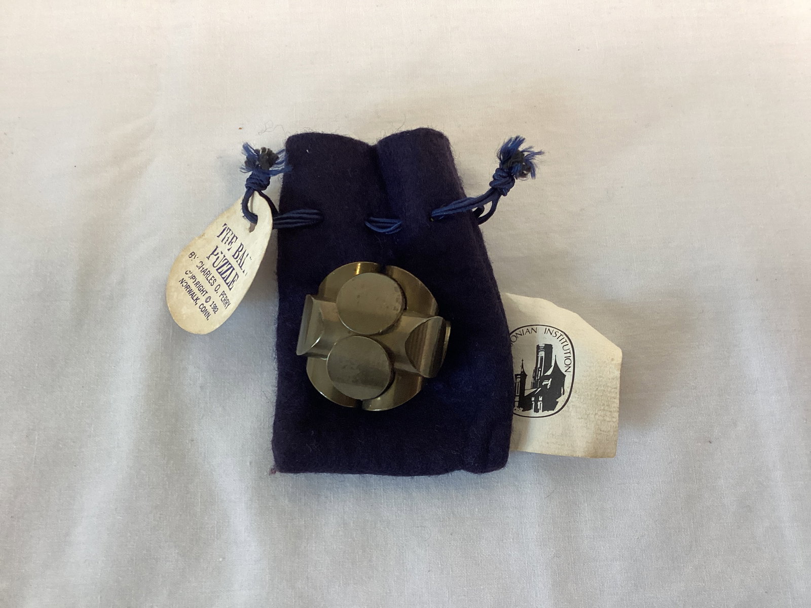 1982 Charles O. Perry Solid Brass "The Ball Puzzle" in Pouch: .