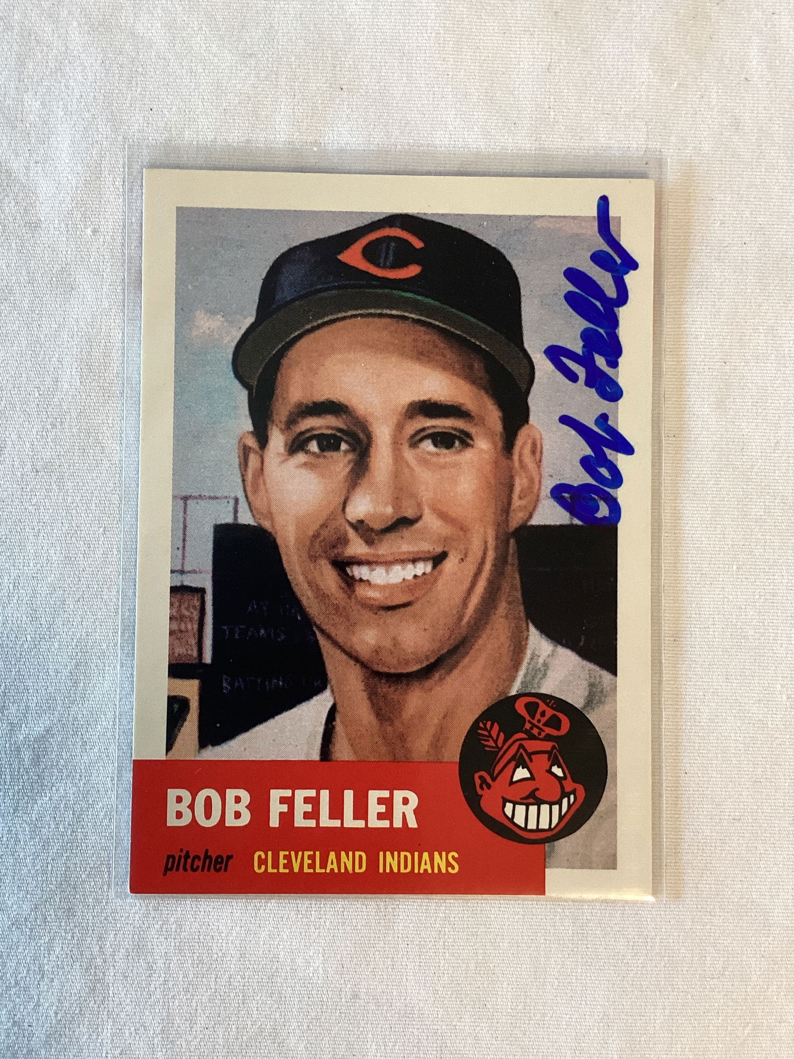 Bob Feller Signed Cleveland Indians Baseball Card (1 of 3)