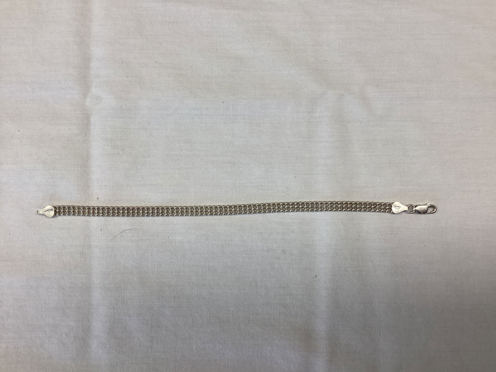 Beaded Sterling Bracelet: marked 925 Italy, 7 1/2" long, 0.180 troy ounces