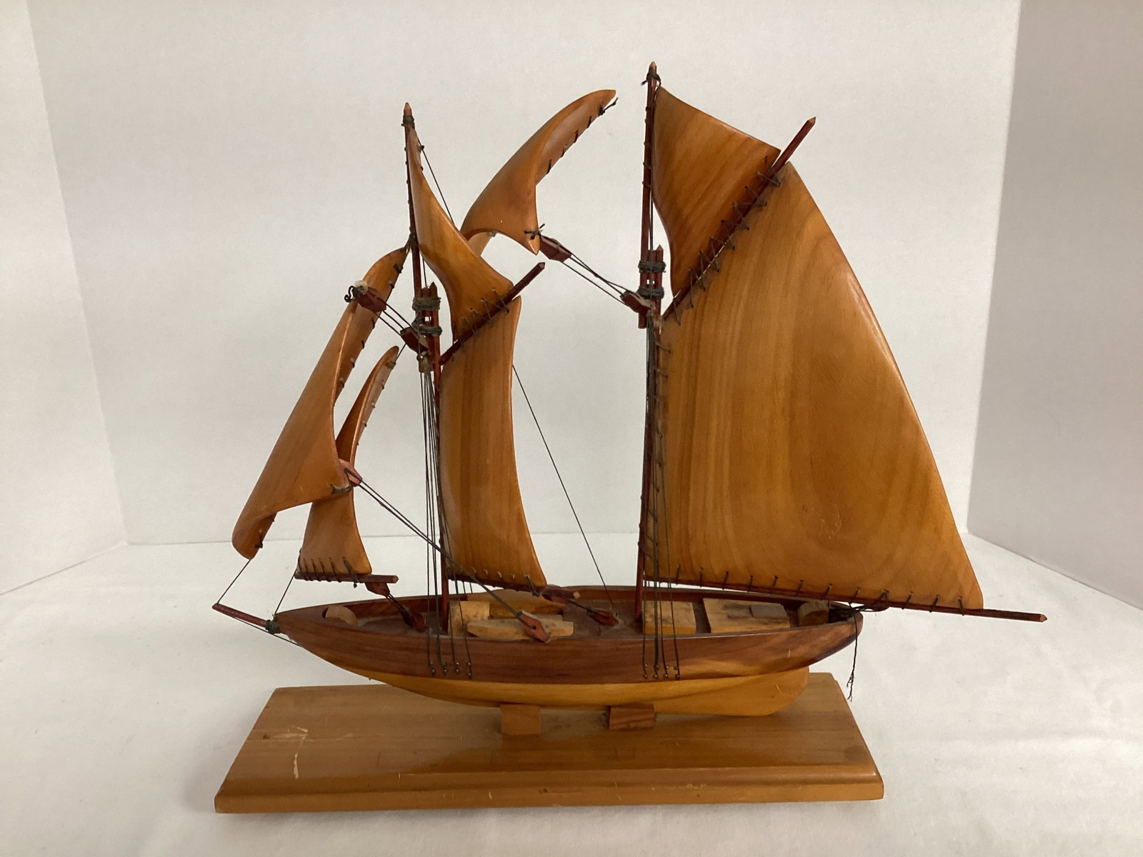 Wood Model Boat: some scuffs and wear, 14 1/2" L