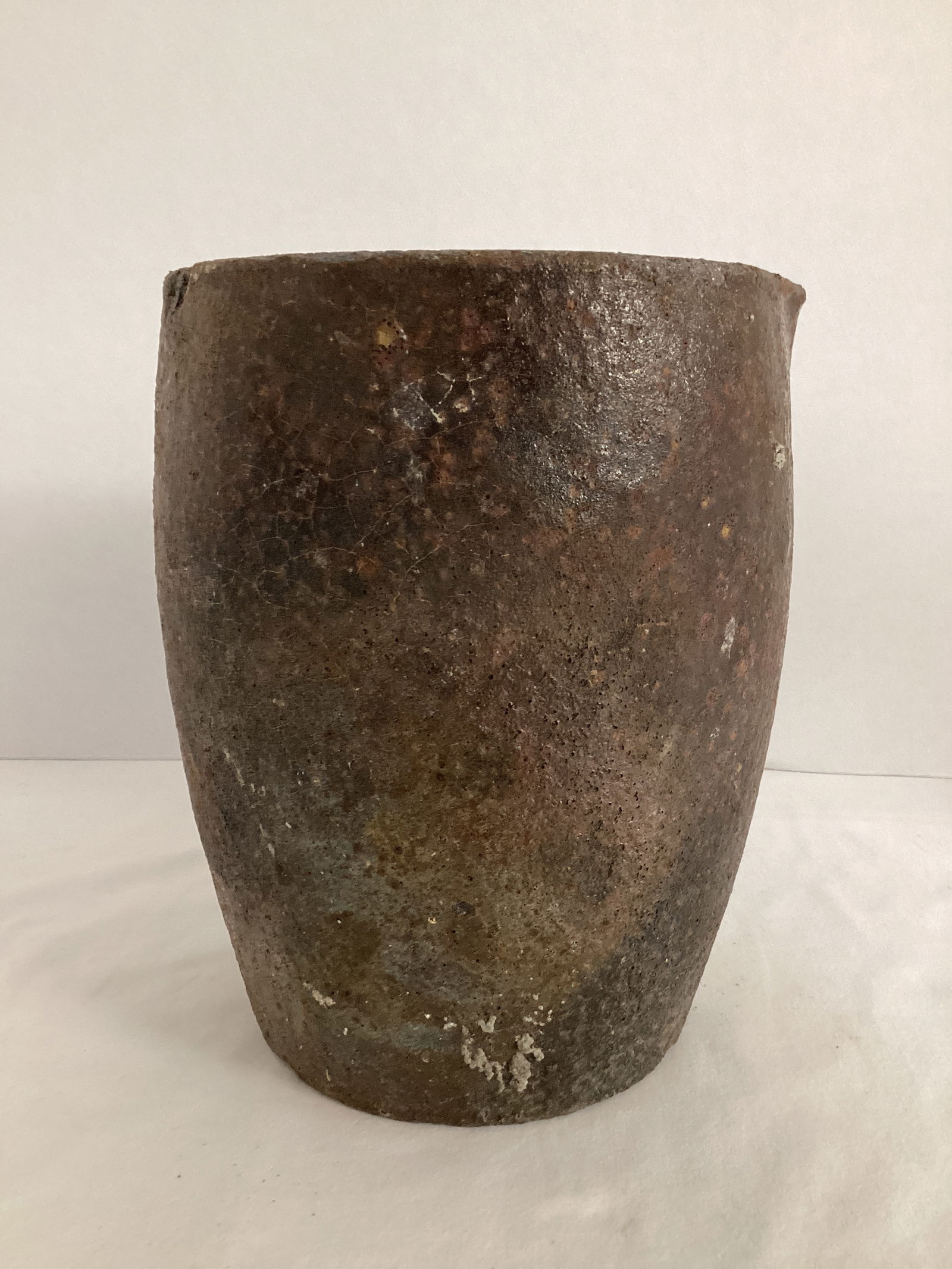 Antique Brutalist Crucible Pot for Molten Iron: 8" diameter x 10" h