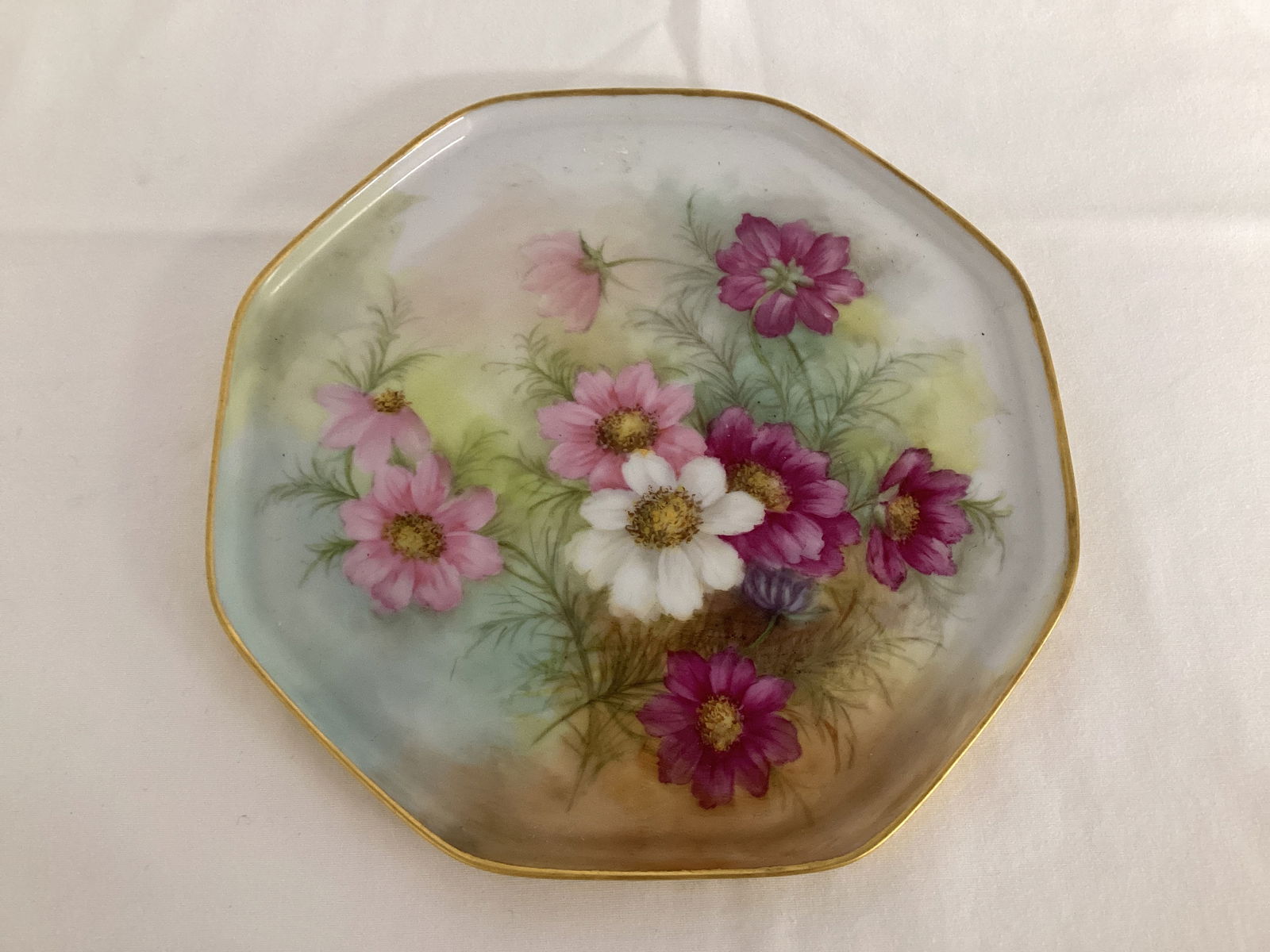 RS Germany Hand Painted Floral Octagon Plate (1 of 7)