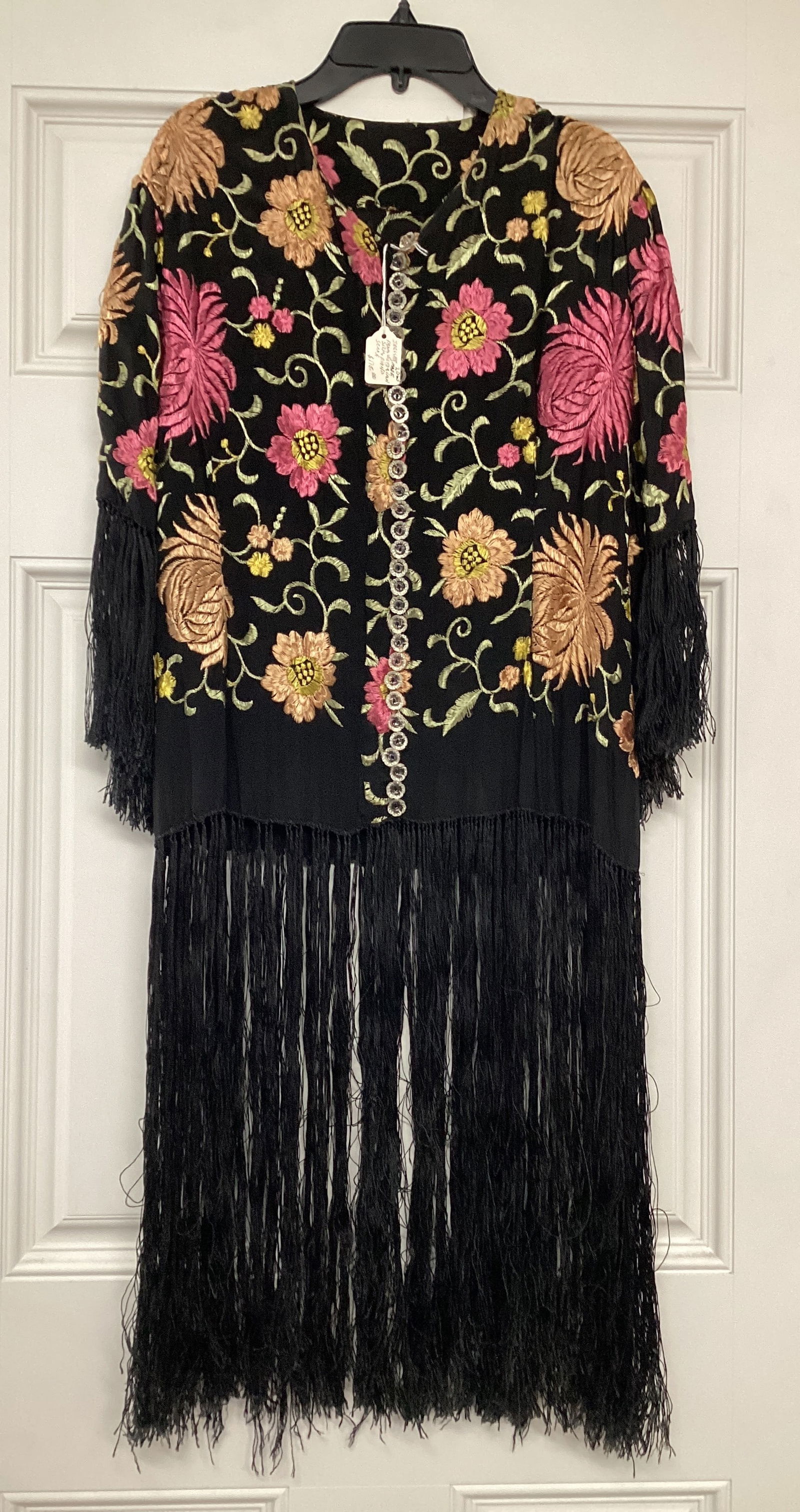 Jacket Made from Victorian Piano Scarf with Embroidery and Fringe (1 of 11)