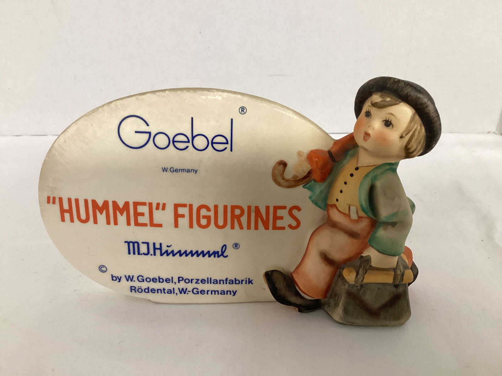 Goebel Hummel Merry Wanderer Display Sign: 6" L, made in West Germany