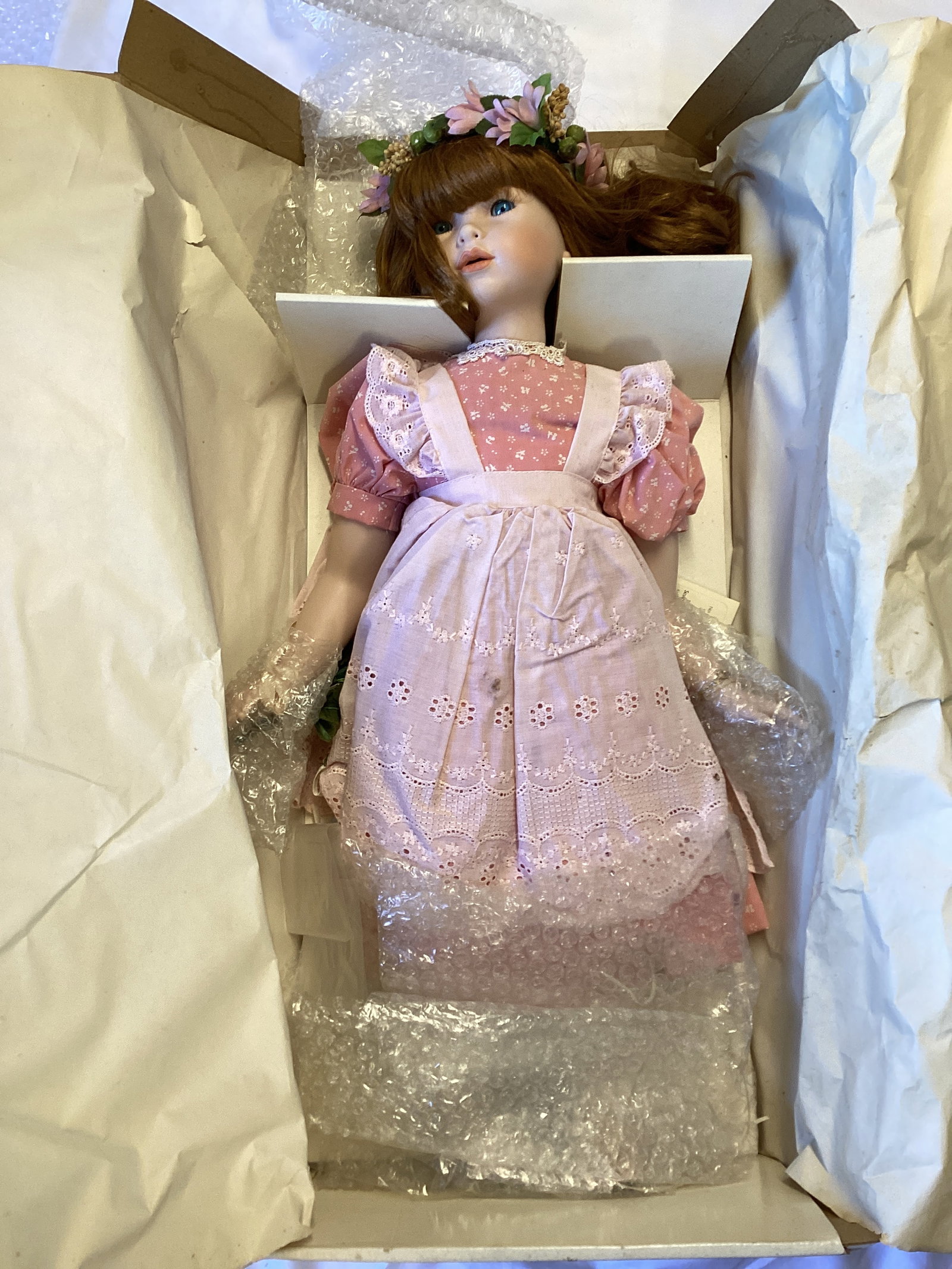 Marie Osmond Four Seasons Spring Collector Porcelain Doll: 24" h, hand numbered, limited edition, odor from storage, SHIPPING UNAVAILABLE FOR THIS LOT