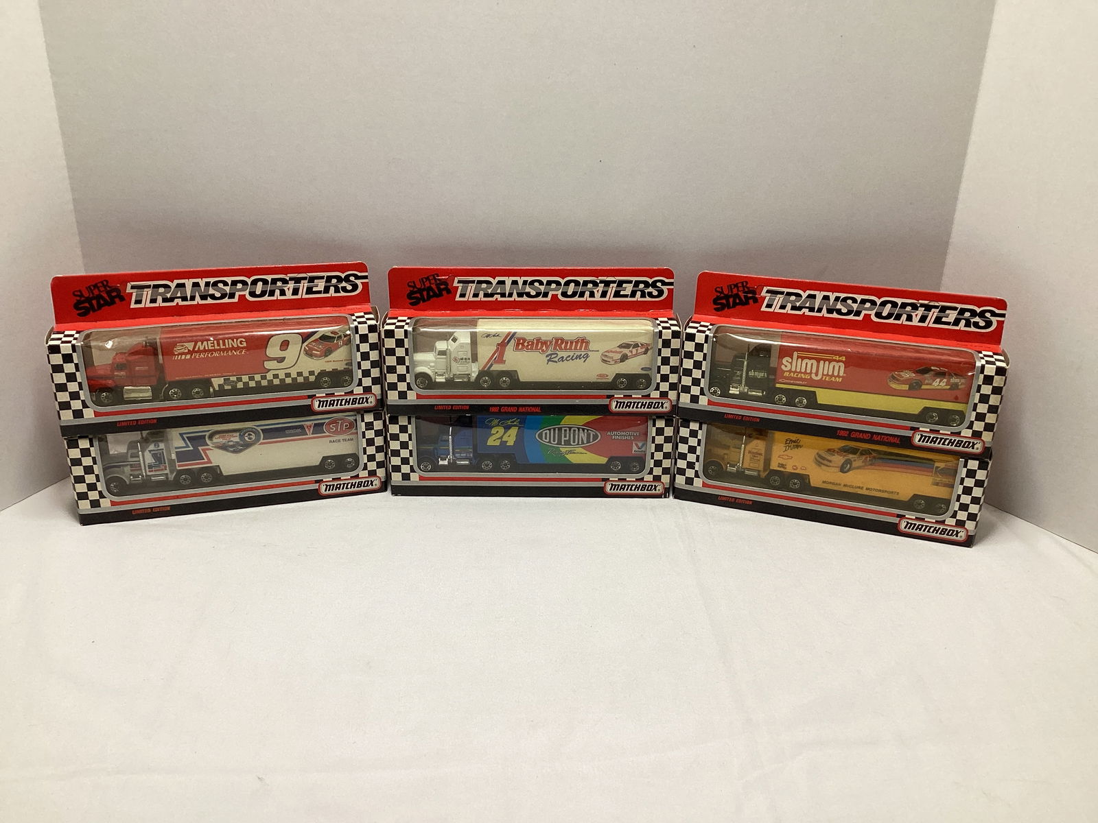 Six Matchbox NASCAR Transporters Models: .