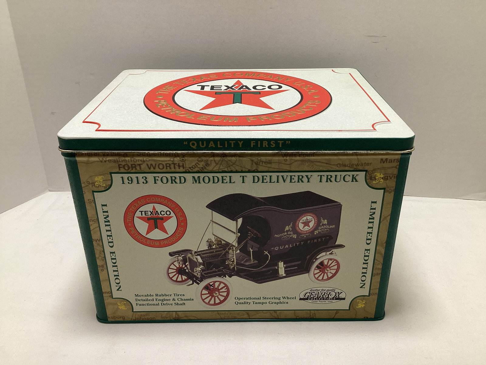 Gearbox 1913 Ford Model T Texaco Delivery Truck Diecast in Metal Tin: new in box