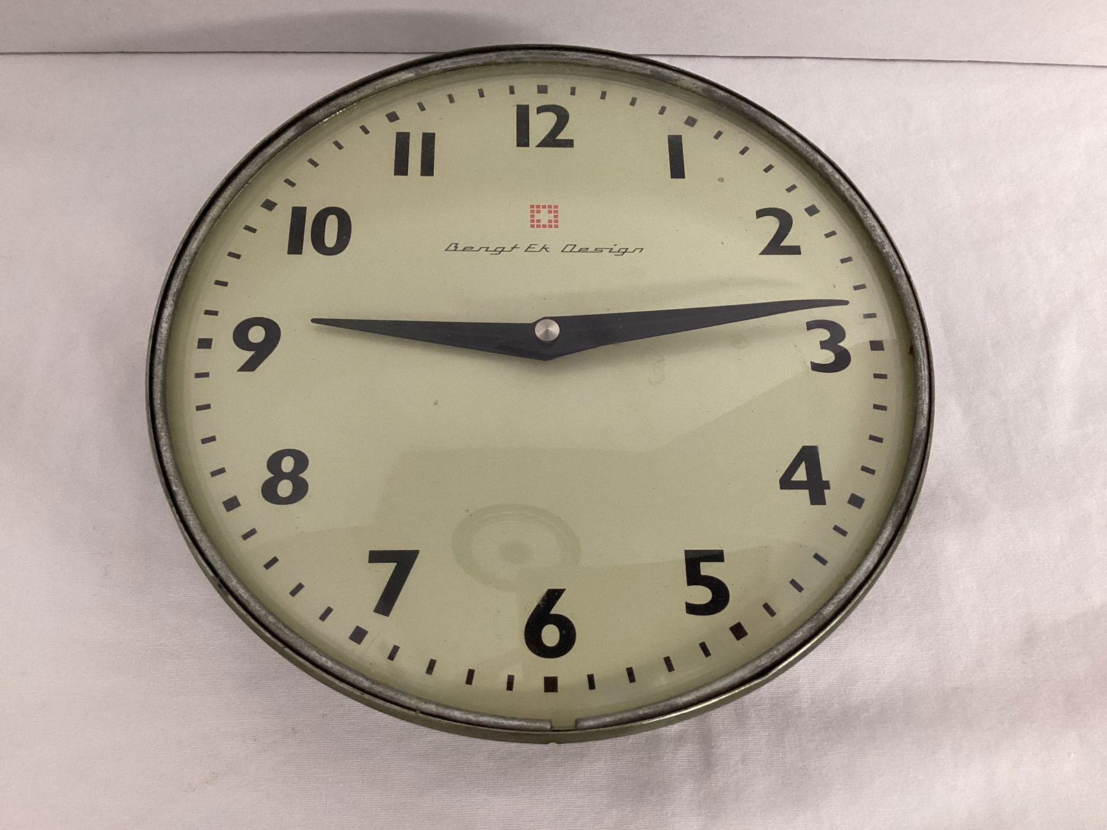 Vintage Swedish Bengt Ek Design Bubble Glass Quartz Wall Clock: 6 1/2" diameter