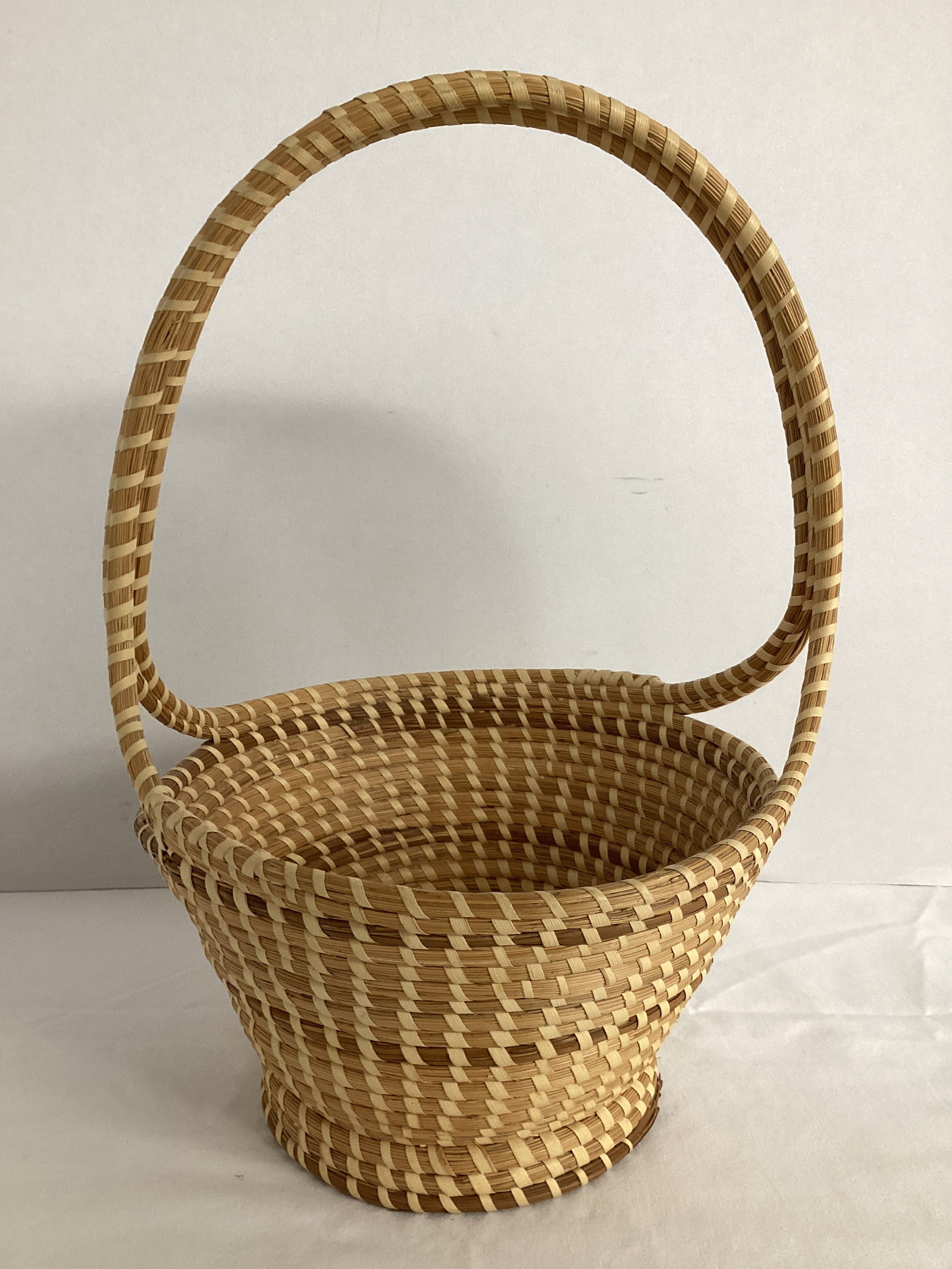 Sweetgrass Gathering Basket: 9" diameter rim, 14" h