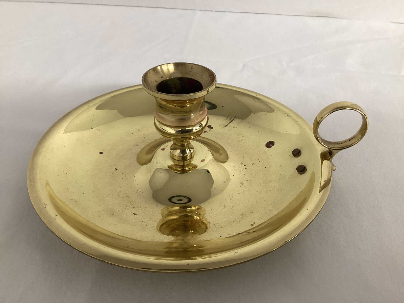Brass Candleholder with Finger Hold: 6 1/8" diameter