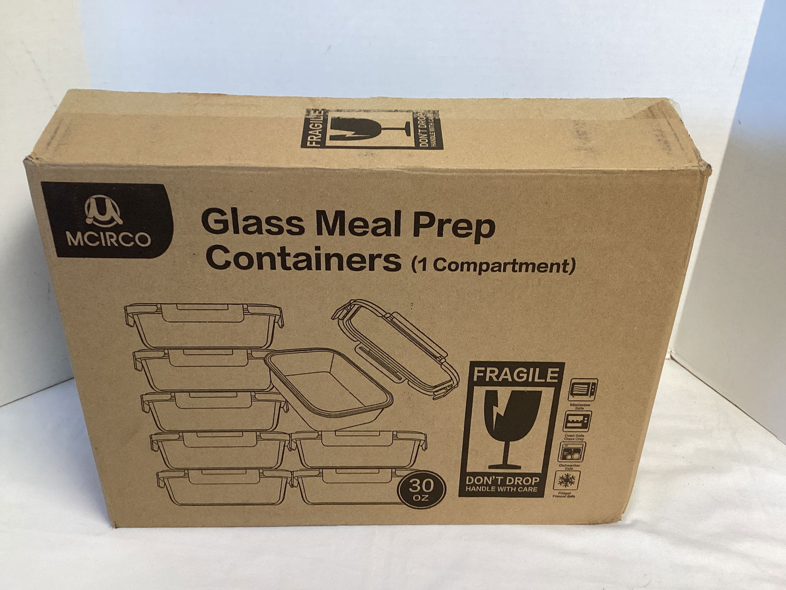 Eight New 30 Oz. Glass Meal Prep Containers (1 of 5)