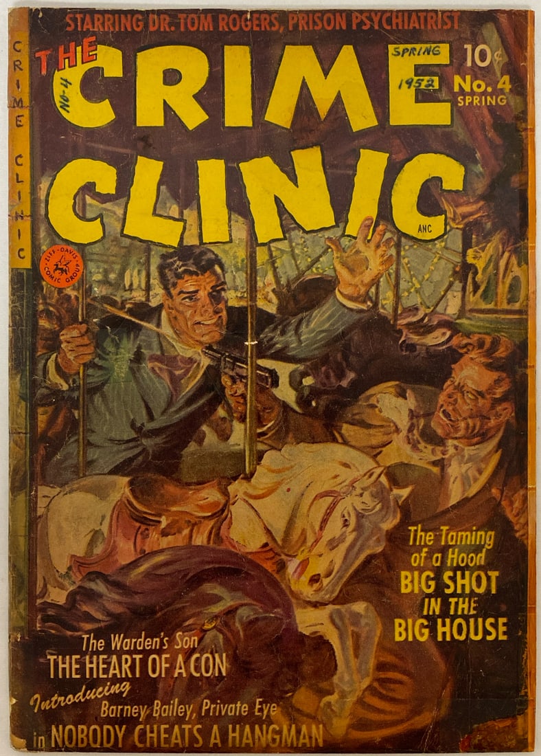The Crime Clinic 4 Comic Book: 1952, taped heavily, Please preview and see all photos for condition