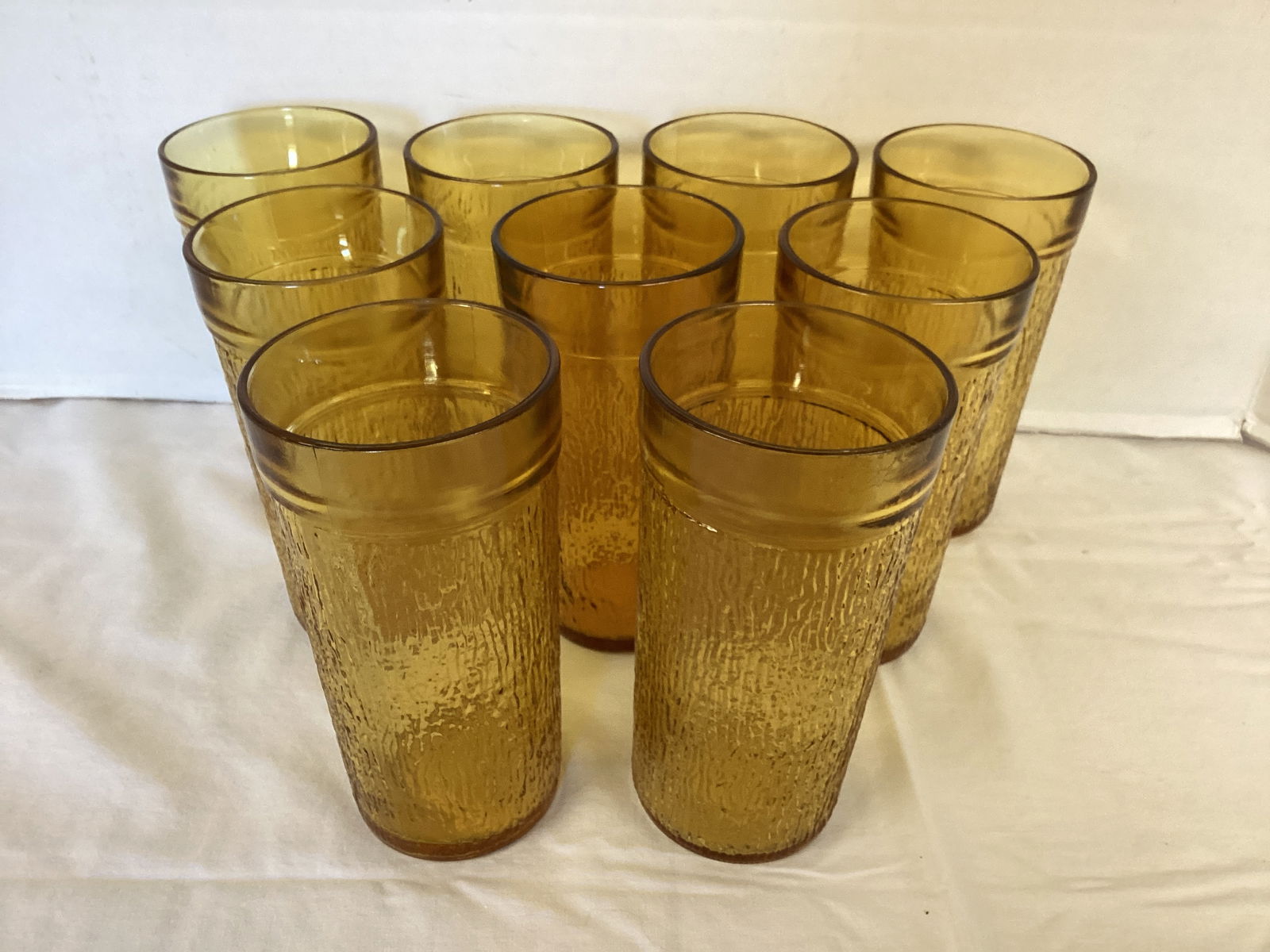Nine Vintage Glasses: 6" h