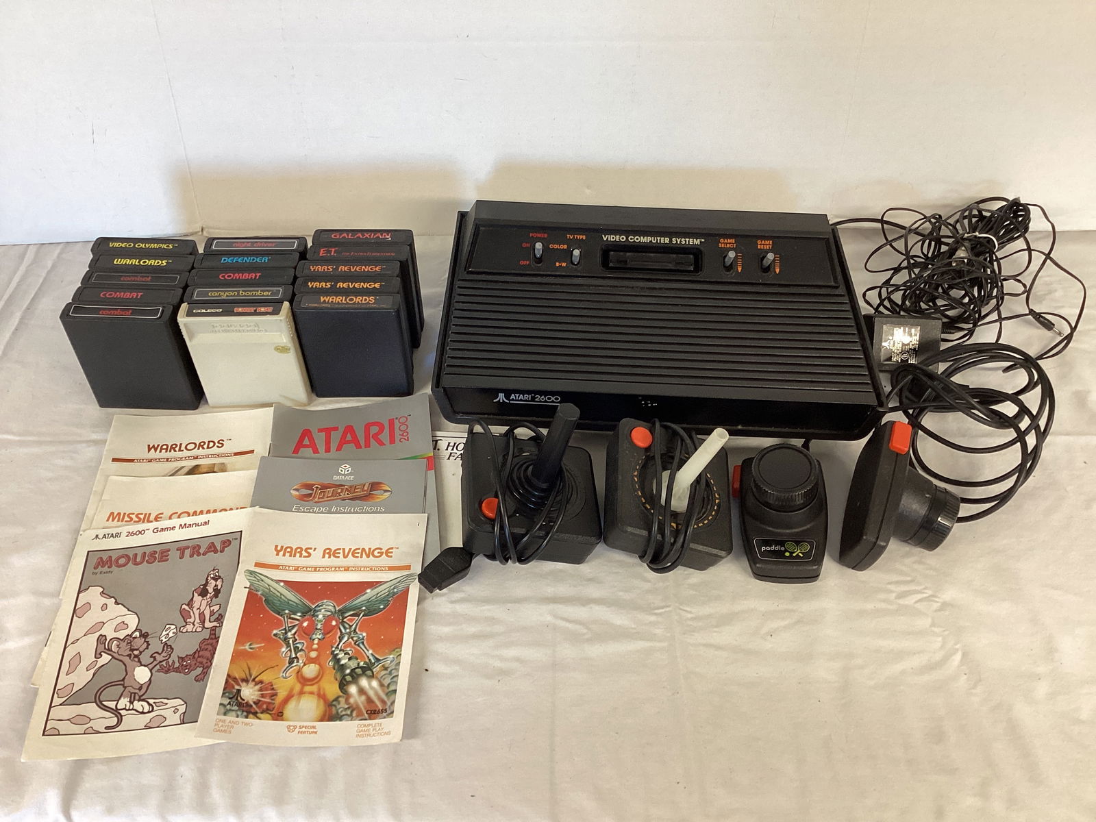 Vintage Atari 2600 Gaming Console with Controllers, Games, and Booklets (1 of 13)