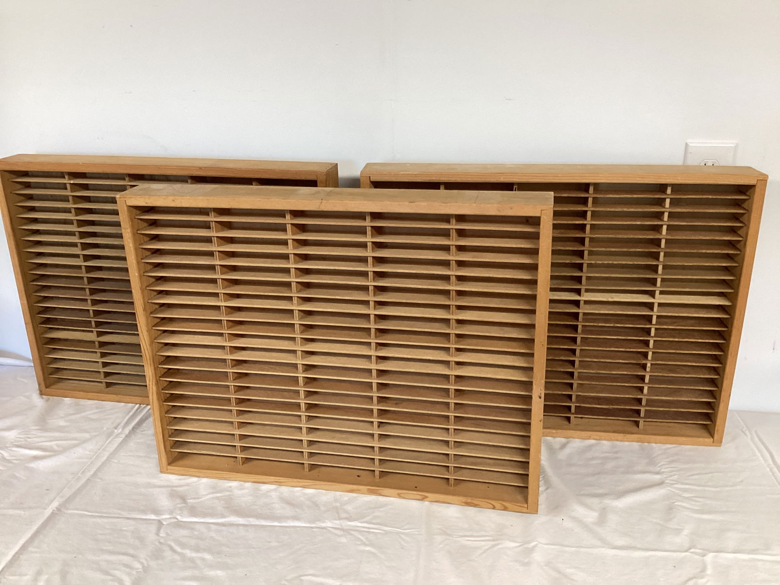 Three Napa Valley Wood Wall Mount or Table Top 100 Cassette Tape Holder Storage Racks (1 of 5)